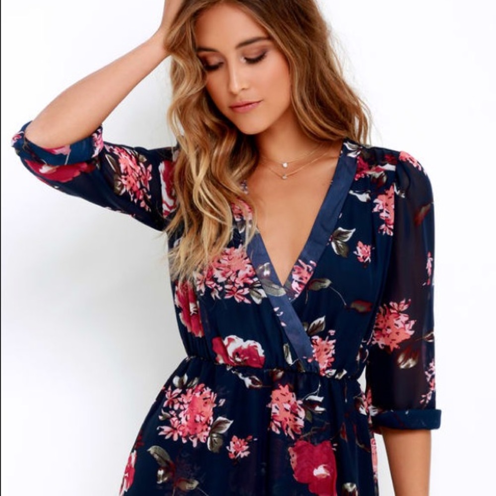 LULU*S floral wrap dress.